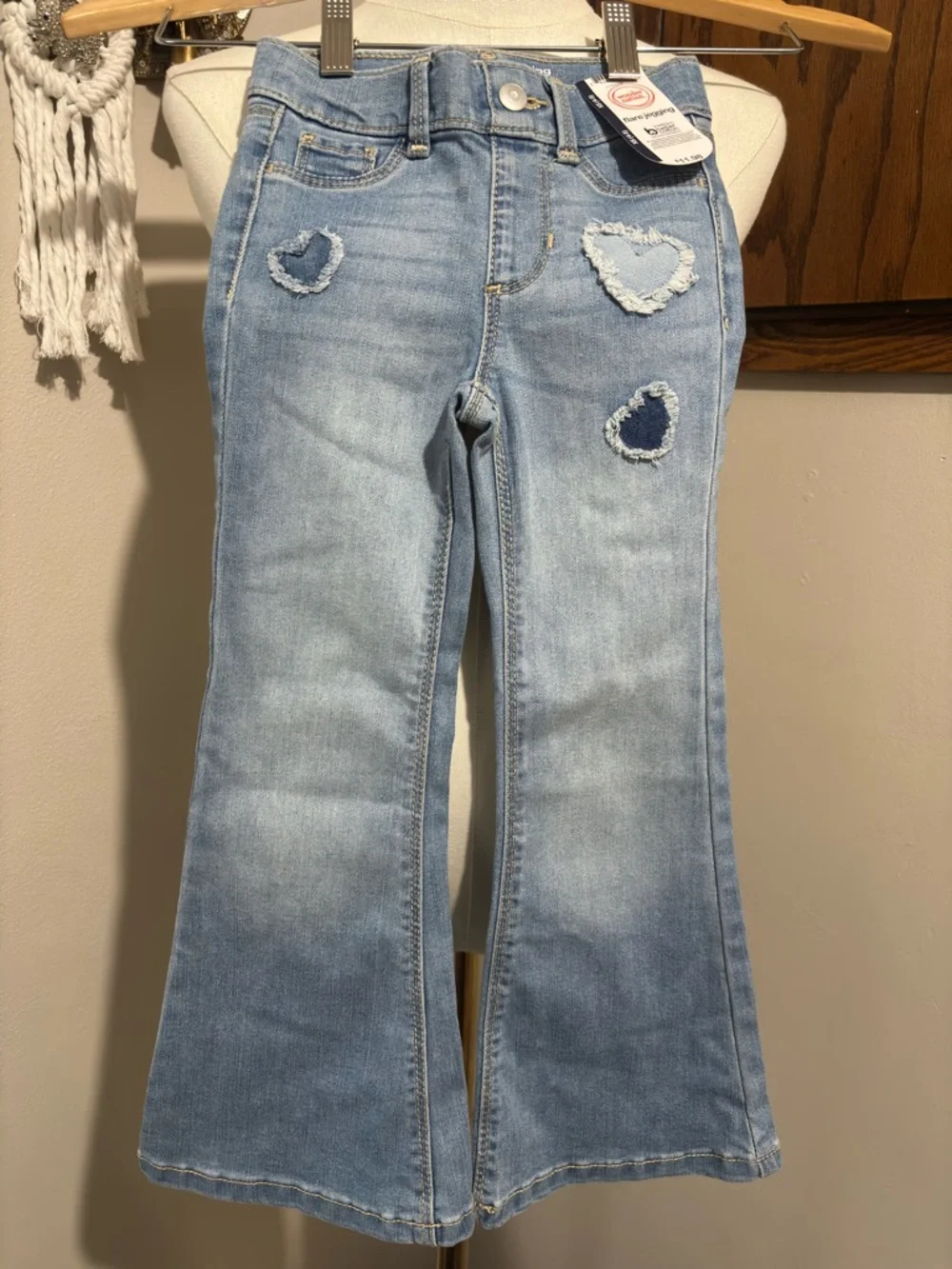 Wonder Nation Embroidered Hearts Bootcut Flare Jeans Size 4/5 NWT